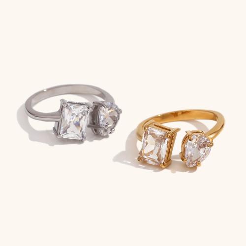 Cubic Zirconia nerezové prst prsten, 316L nerezové oceli, módní šperky & micro vydláždit kubické zirkony & pro ženy, více barev na výběr, Prodáno By PC