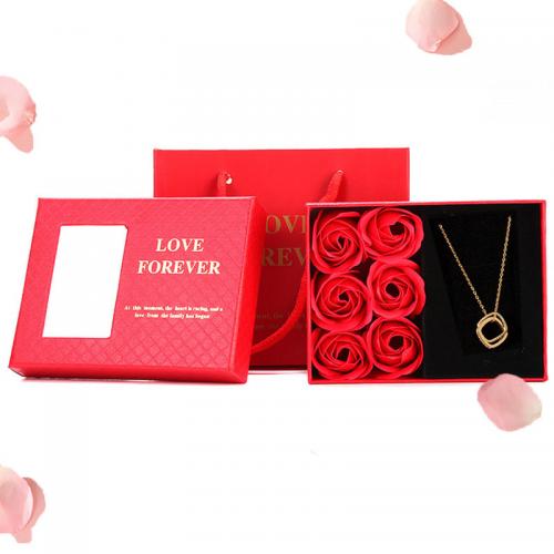 Artificial Flower Gift Set with Soap & Zinc Alloy plated Rose .8*9.7*4.5cm Necklace cm Sold By Box