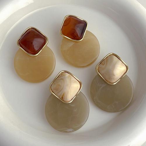 Resin Earring with Brass fashion jewelry Sold By Pair
