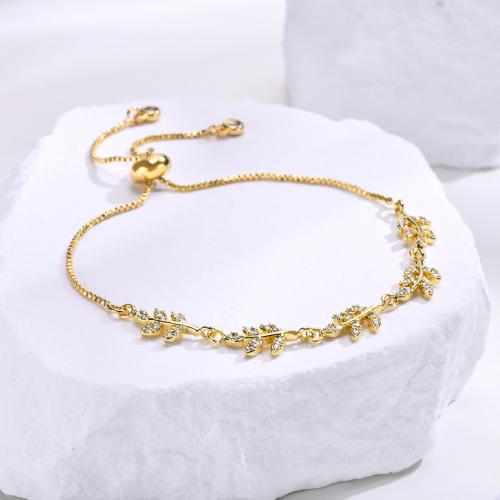 Cubic Zirconia Micro Pave Brass Bracelet gold color plated fashion jewelry & micro pave cubic zirconia & for woman nickel lead & cadmium free Sold By PC