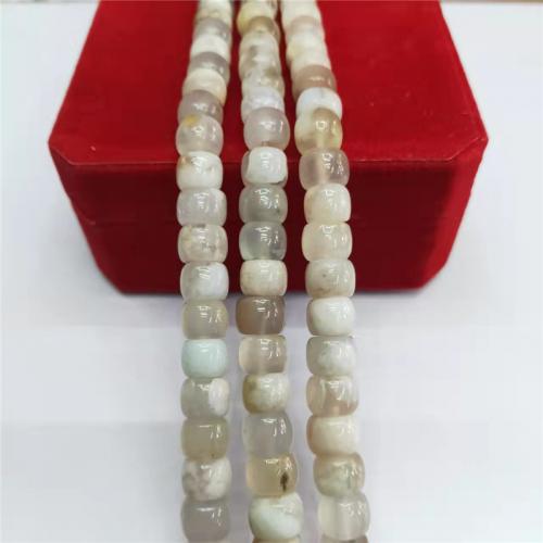 Agat perler, Hvid Cherry Blossom Agate, Kolonne, poleret, du kan DIY, blandede farver, 6x8mm, Solgt Per Ca. 38 cm Strand