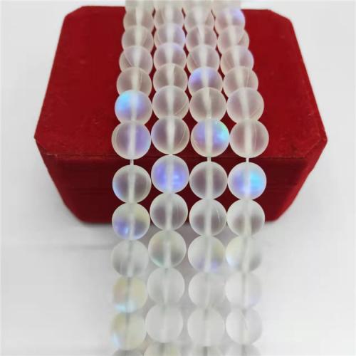 Opal Perlen, rund, poliert, DIY & verschiedene Größen vorhanden & satiniert, weiß, verkauft per ca. 38 cm Strang