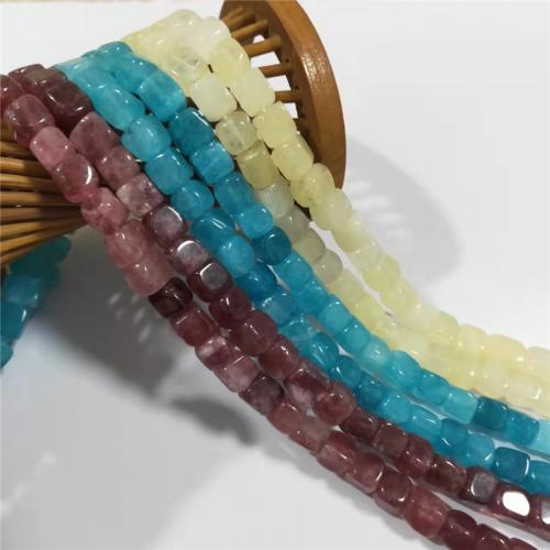 Agat perler, Agate, Square, poleret, du kan DIY, flere farver til valg, 7x8mm, Ca. 50pc'er/Strand, Solgt af Strand