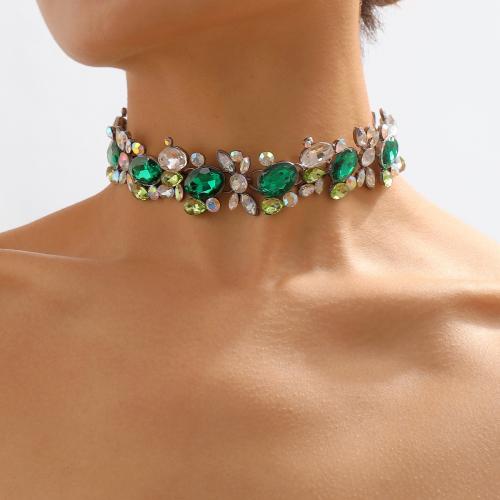 Fashion Choker Necklace Zinc Alloy with Iron plated fashion jewelry & for woman & with rhinestone nickel lead & cadmium free Sold By Pair