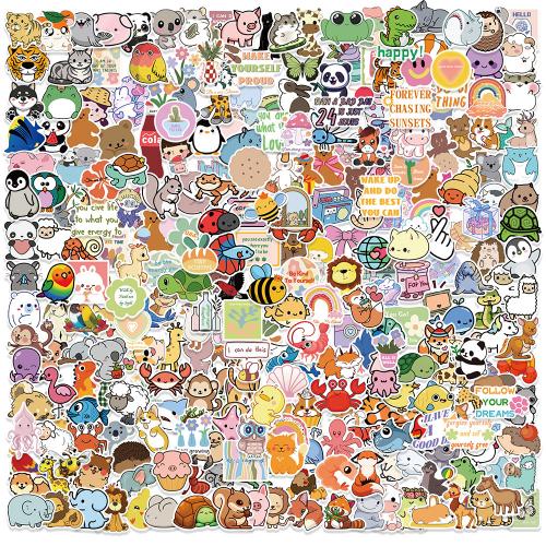 Sticker Paper PVC Plastic cute mixed colors Single 4-7cm Approx Sold By Bag