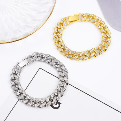 Zinc Alloy Bracelet plated fashion jewelry & Unisex & with rhinestone nickel lead & cadmium free Sold By PC