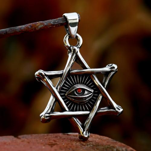 Stainless Steel Pendants 304 Stainless Steel with Resin Hexagram polished vintage & with eye pattern & DIY & blacken Sold By PC