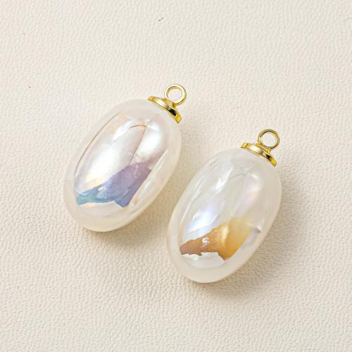 ABS Plastic Pendants with Zinc Alloy Round colorful plated DIY white Approx Sold By Bag
