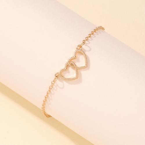 Zinc Alloy Bracelet with 7CM extender chain Heart plated fashion jewelry & for woman nickel lead & cadmium free Length 18 cm Sold By PC