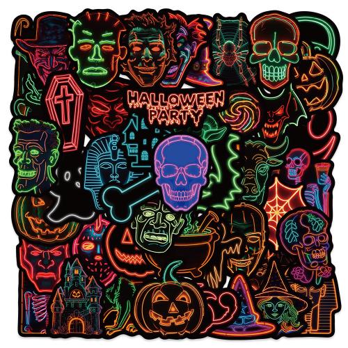 Sticker Paper PVC Plastic Halloween Design mixed colors Single 4-7cm Sold By Bag