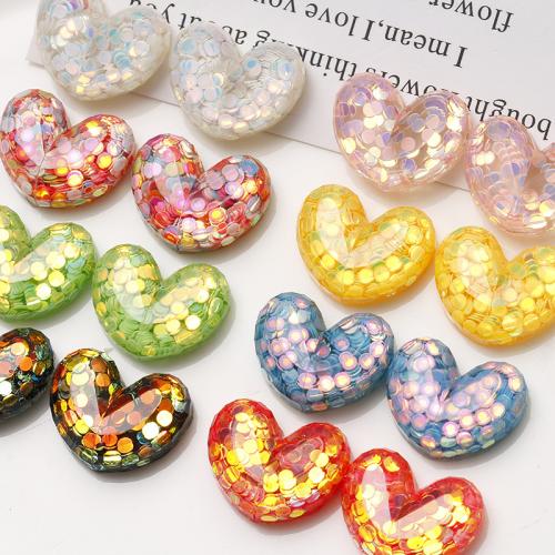 Hair Accessories DIY Findings Resin with Sequins Heart Sold By PC
