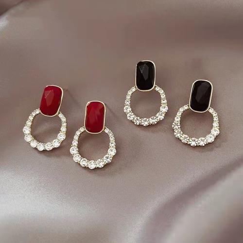 Zinc Alloy Stud Earring plated fashion jewelry & with rhinestone nickel lead & cadmium free Sold By Pair