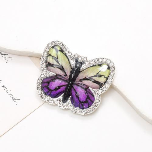 Zinc Alloy Jewelry Cabochons with Glass Butterfly plated DIY & with rhinestone nickel lead & cadmium free Sold By PC