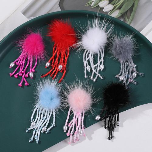 Hair Accessories DIY Findings Plush with Seedbead & ABS Plastic Pearl Sold By PC