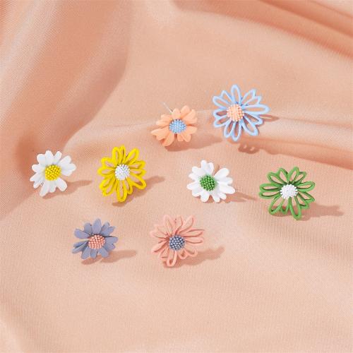 Zinc Alloy Stud Earring Flower plated fashion jewelry & for woman & hollow nickel lead & cadmium free Sold By Pair