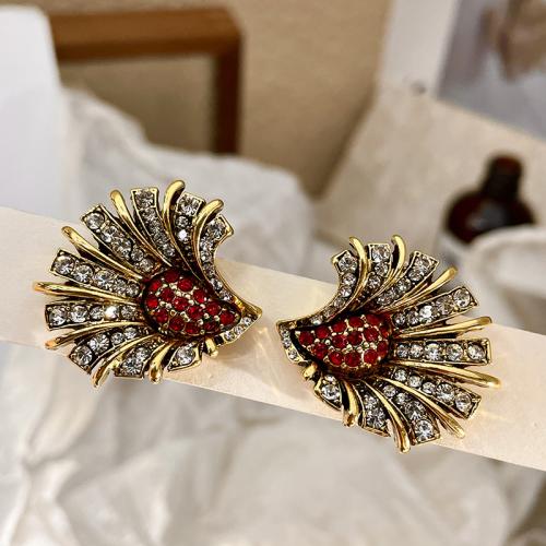 Zinc Alloy Stud Earring Hedgehog Antique finish fashion jewelry & for woman & with rhinestone nickel lead & cadmium free Sold By Pair