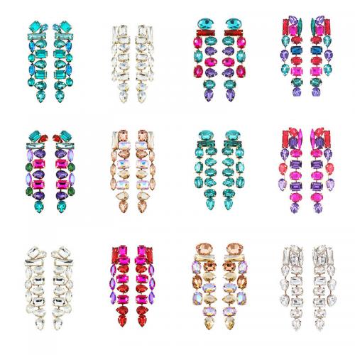 Cink Alloy Stud naušnica, modni nakit & različitih stilova za izbor & za žene & s Rhinestone, više boja za izbor, nikal, olovo i kadmij besplatno, Prodano By par