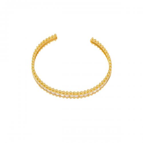 Brass Bracelet & Bangle real gold plated micro pave cubic zirconia & for woman golden Sold By PC