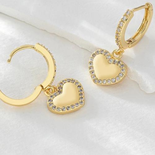 Cubic Zirconia Micro Pave Brass Earring real gold plated & micro pave cubic zirconia & for woman golden Sold By Pair