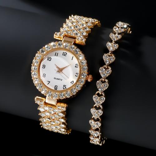 Zinc Alloy Jewelry Sets watch & bracelet plated 2 pieces & with rhinestone nickel lead & cadmium free Sold By Set
