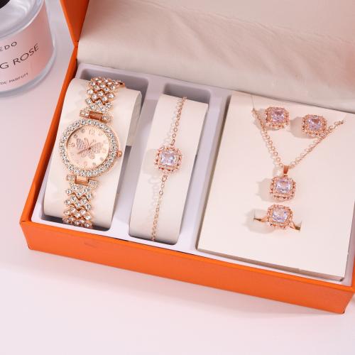 Zinc Alloy Jewelry Sets Stud Earring & watch & bracelet & necklace plated Please contact sales & 4 pieces & with rhinestone nickel lead & cadmium free Sold By Set