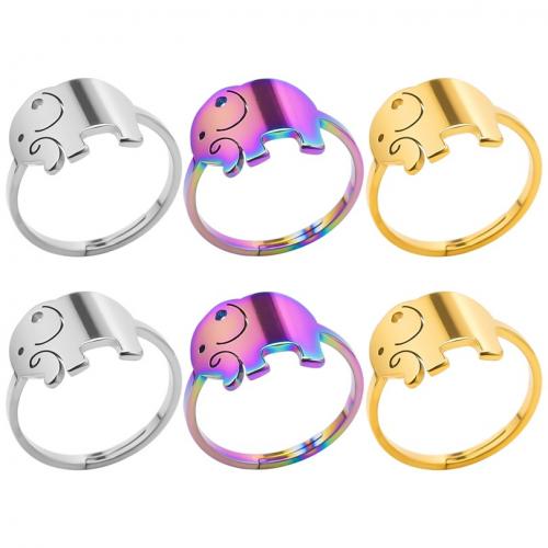 خاتم إصبع الفولاذ المقاوم للصدأ, 304 الفولاذ المقاوم للصدأ, فيل, مجوهرات الموضة & للجنسين, المزيد من الألوان للاختيار, 12mm, حجم:8, تباع بواسطة PC