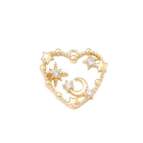 Cubic Zirconia Micro Pave Brass Pendant Heart plated DIY & micro pave cubic zirconia nickel lead & cadmium free Sold By PC