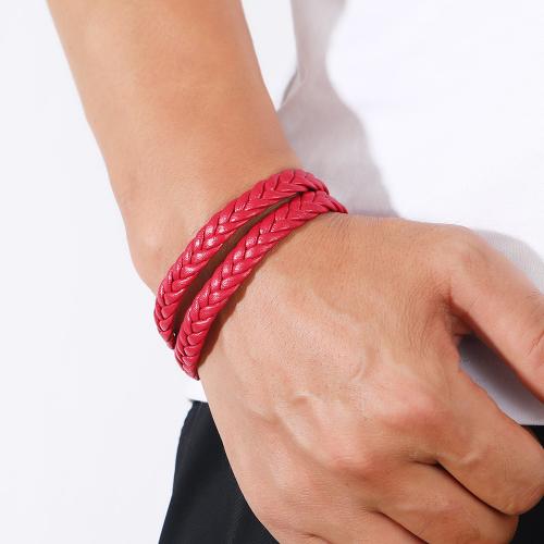 PU Leather Cord Bracelets with Zinc Alloy fashion jewelry & Unisex Length 41 cm Sold By PC