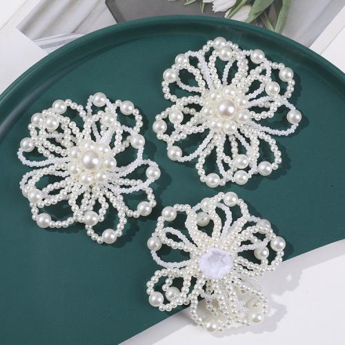 Hair Accessories DIY Findings ABS Plastic Pearl Flower white 85mm Sold By PC