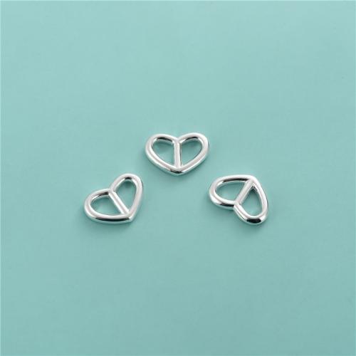 925 Sterling Silver Connectors Heart DIY & hollow silver color Sold By PC