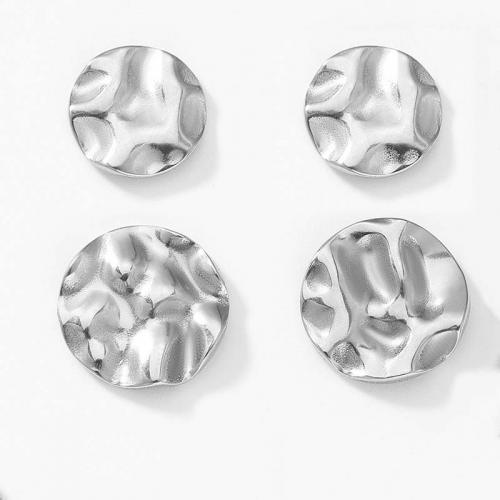 Stainless Steel Earring Stud Component 304 Stainless Steel Flat Round DIY & machine polishing original color nickel lead & cadmium free Sold By PC