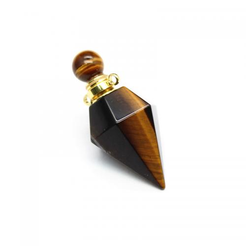 Natural Stone Perfume Bottle Pendant with Brass Conical plated DIY Sold By PC