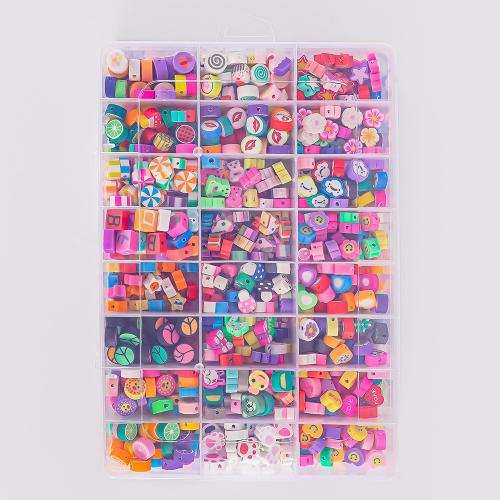 Abalorios de FIMO, Arcilla polimero, con Caja de plástico, Rectángular, Bricolaje, color mixto, 196x35x132mm, Vendido por Caja