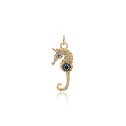 Cubic Zirconia Brass Pendants with Cubic Zirconia Seahorse plated DIY nickel lead & cadmium free Sold By PC