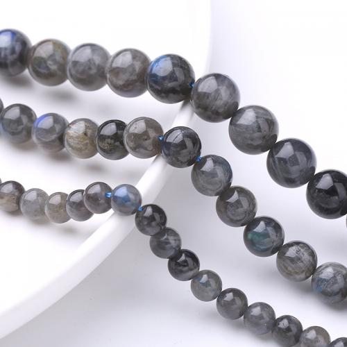 Labradorit Perlen, rund, DIY & verschiedene Größen vorhanden, grau, verkauft von Strang