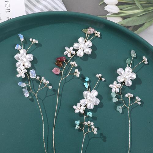Hair Accessories DIY Findings Natural Stone with ABS Plastic Pearl & brass wire Flower Sold By PC