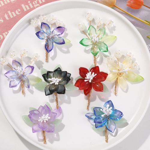 Hair Accessories DIY Findings Lampwork with ABS Plastic Pearl & brass wire Flower Double-layer 56*45mm lily of the valley 62*42mm Sold By PC