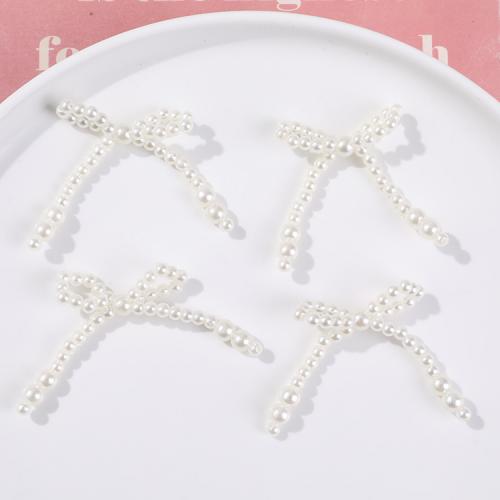 Hair Accessories DIY Findings ABS Plastic Pearl Bowknot white Sold By PC