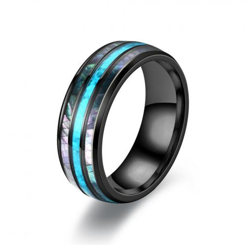 304 nehrđajućeg čelika Finger Ring, s Školjka, pozlaćen, bez spolne razlike & različite veličine za izbor & emajl, više boja za izbor, Veličina:6-13, Prodano By PC