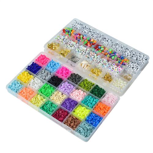 DIY Jewelry Supplies Polymer Clay with Plastic Box & Crystal Thread & Zinc Alloy & Acrylic mixed colors x Sold By Set