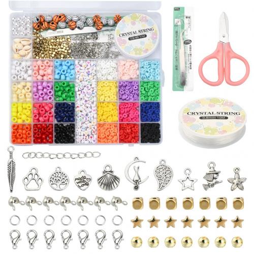 Resin DIY Jewelry Set with Plastic Box & Polymer Clay & Zinc Alloy & Acrylic mixed colors Approx Sold By Box