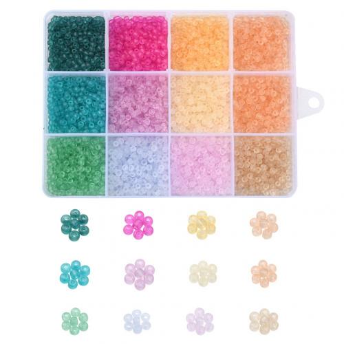 vidro grânulos, miçangas, with Caixa plástica, DIY & 12 células, cores misturadas, 130x100x22mm, Aprox 4800PCs/box, vendido por box