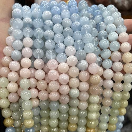 Koraliki z kameniem szlachetnym, Morganit, Koło, DIY & różnej wielkości do wyboru, mieszane kolory, sprzedawane na około 38 cm Strand