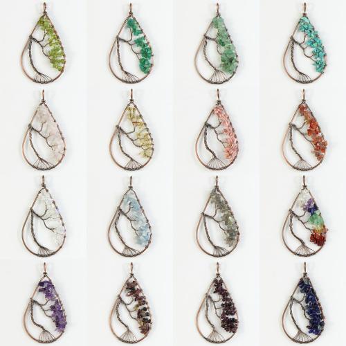 Gemstone Pendants Jewelry Natural Stone with Brass Teardrop DIY Sold By PC