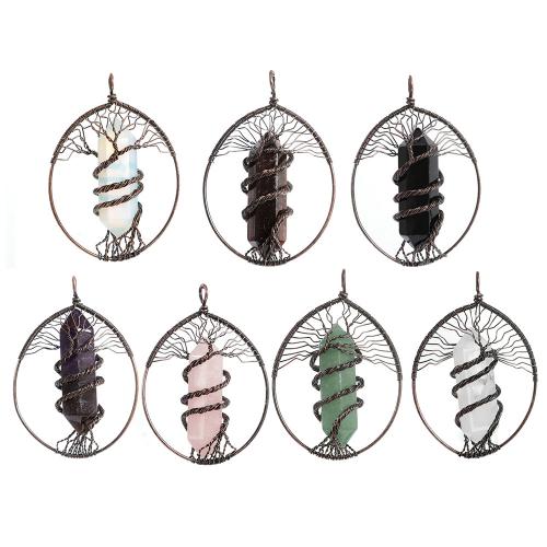 Gemstone Pendants Jewelry Natural Stone with Brass Oval DIY Sold By PC