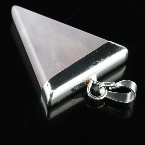 Gemstone Pendants Jewelry Natural Stone with Brass Triangle silver color plated DIY Sold By PC