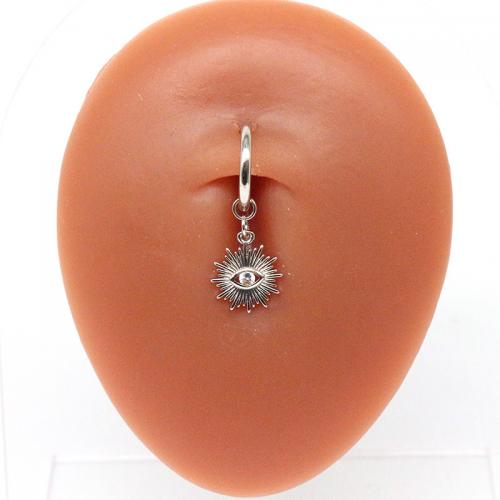 316L Stainless Steel Belly Ring with Brass Unisex & micro pave cubic zirconia Sold By PC