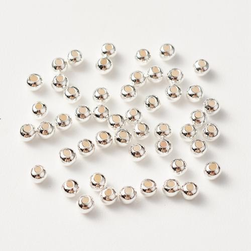 925 Sterling Silver perle, Krug, možete DIY, srebro, 2x2mm, Rupa:Približno 0.5mm, Približno 50računala/Torba, Prodano By Torba