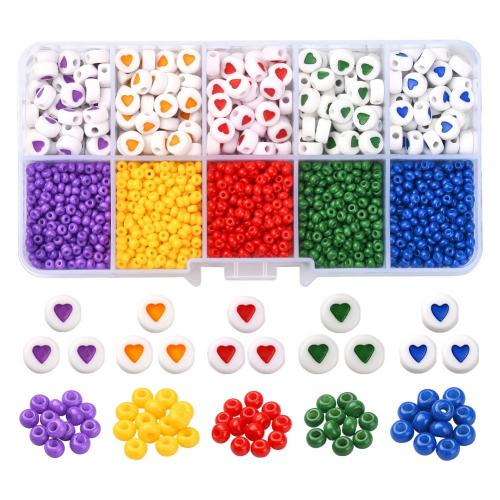 Vegyes Glass Seed Beads, Üveg, -val Műanyag doboz & Akril, kemencében lakk, DIY & 10 sejt, kevert színek, 130x65x23mm, Kb 1800PC-k/Box, Által értékesített Box