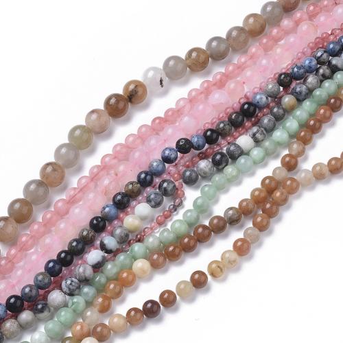 Gemstone Smycken Pärlor, Ädelsten, Rund, slumpmässigt skickade & DIY, blandade färger, Length about 4-12mm, Längd Ca 38 cm, 10Strands/Bag, Ca 64PC/Strand, Säljs av Bag